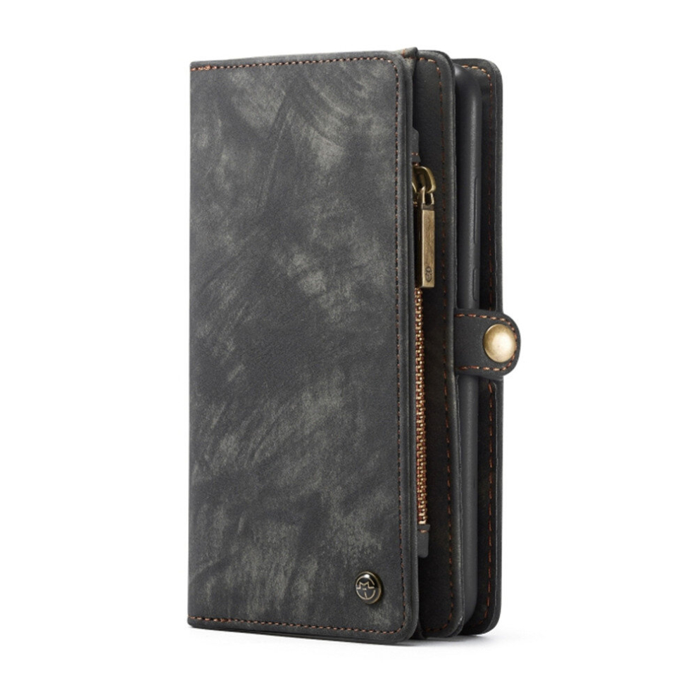 008 Detachable Multifunctional Retro Frosted Horizontal Flip Leather Case For Galaxy A40, With Card Slot & Holder & Zipper Wallet & Photo Frame(Black) Black 8881471547155