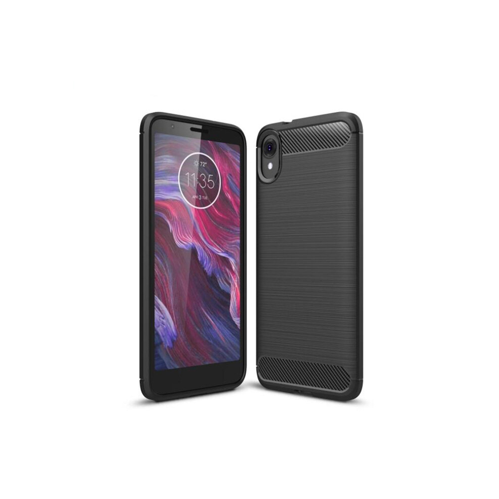 2Pcs Brushed Texture Carbon Fiber Tpu Case For Moto E6 8881471553613