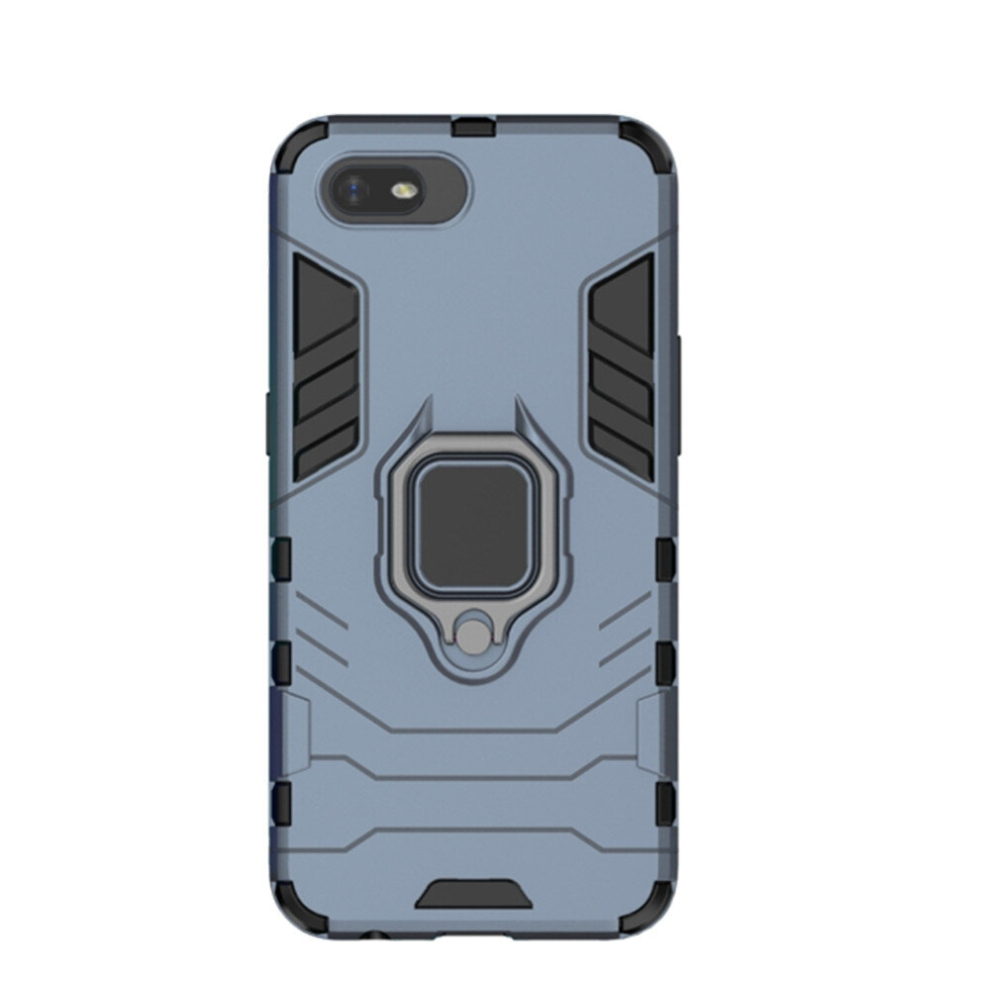 2Pcs Panther Pc + Tpu Shockproof Protective Case With Magnetic Ring Holder For Oppo A1k(Grey) Grey 8881471553491