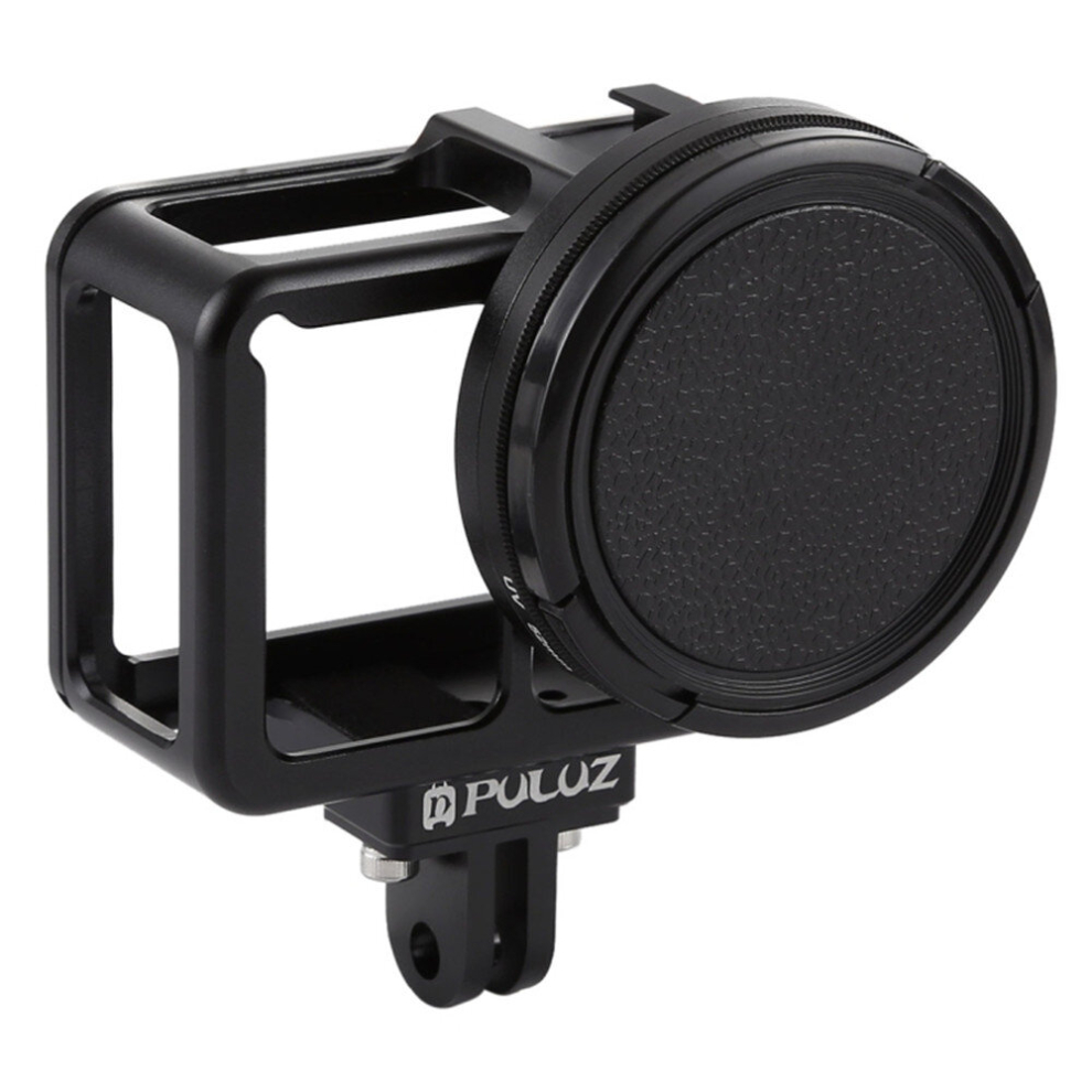 Housing Shell Cnc Aluminum Alloy Protective Cage With Insurance Frame & 52Mm Uv Lens For Gopro Hero7 (Black) Black 8881471559967