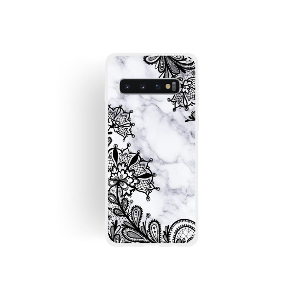 2Pcs Lace Flower Matte Semi-Transparent Tpu Marble Mobile Phone Case For Galaxy S10 8881471556867