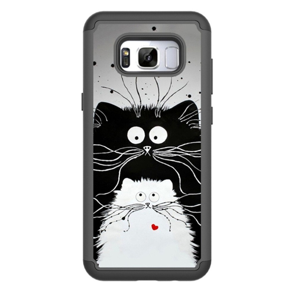 Coloured Drawing Pattern Pc + Tpu Protective Case For Galaxy S8(Black And Cats) White 8881471553729
