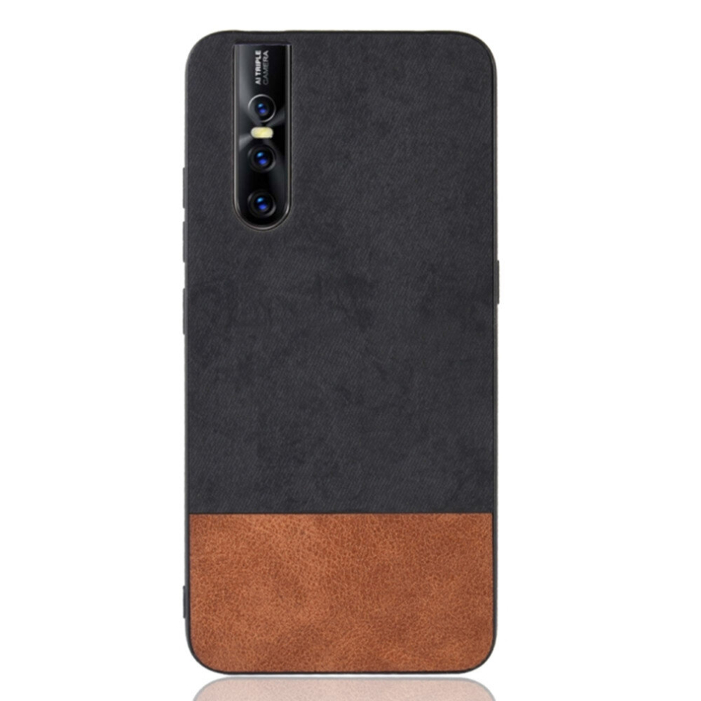 2Pc Shockproof Color Matching Denim Pc + Pu + Tpu Case For Vivo X27 (Black) Black 8881471555822