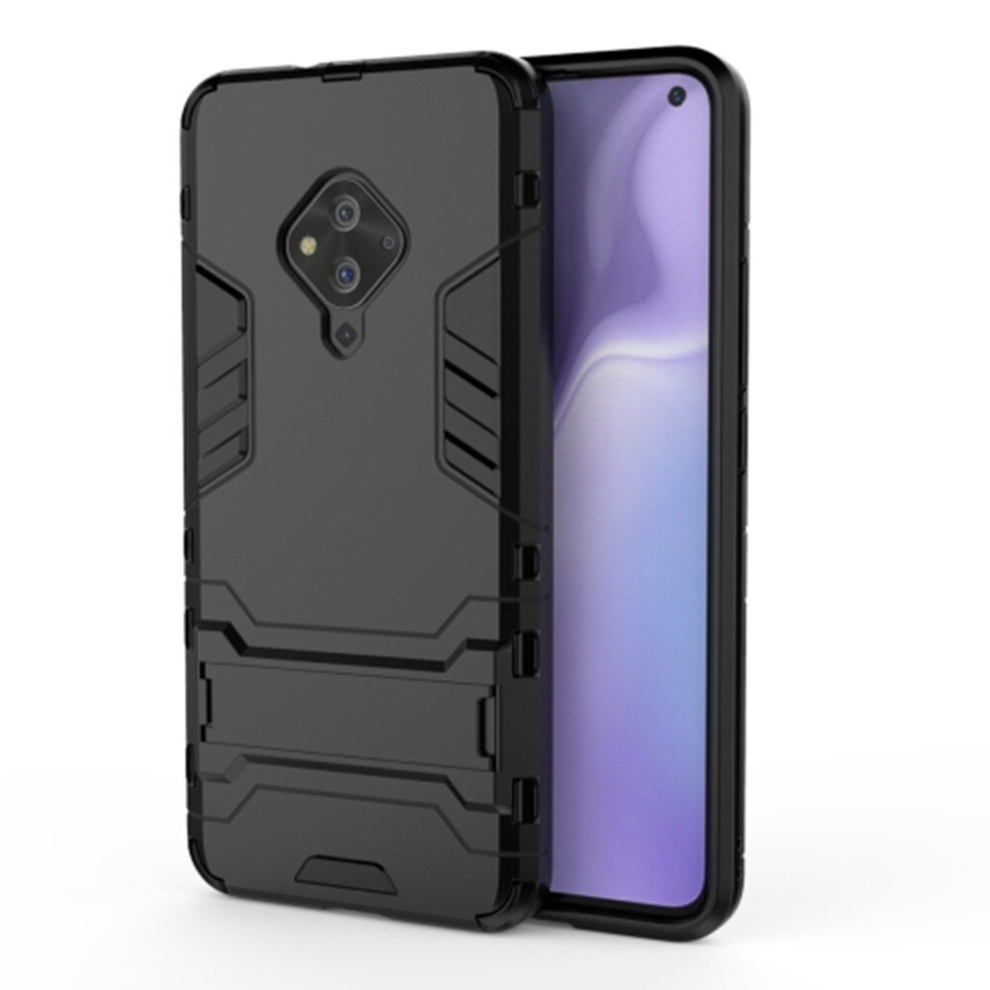 2 Pcs For Vivo S5 Shockproof Pc + Tpu Protective Case With Invisible Holder(Black) Black 8881471548091