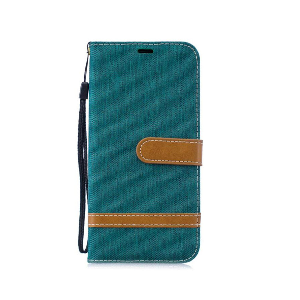 Color Matching Denim Texture Leather Case For Huawei Honor 7A & Y6 (2018), With Holder & Card Slots & Wallet & Lanyard(Green) Green 8881471553064