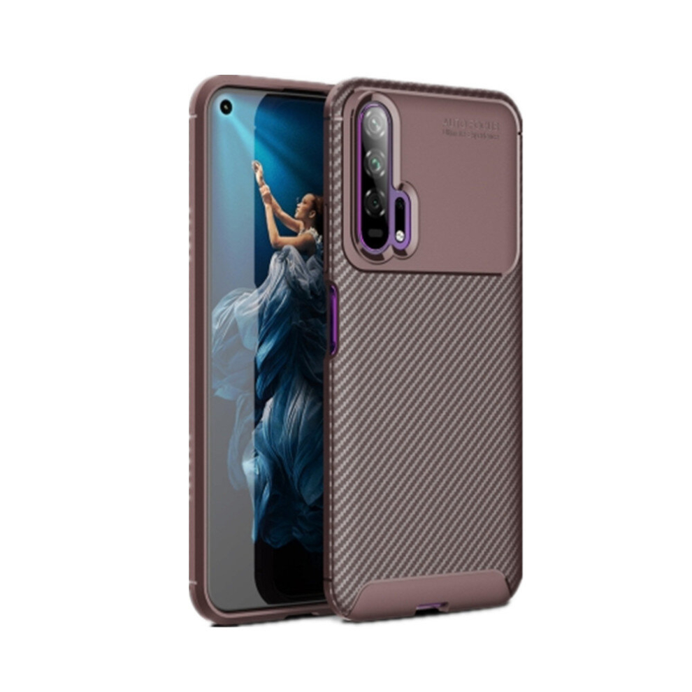 Beetle Series Carbon Fiber Texture Shockproof Tpu Case For Huawei Honor 20 Pro(Brown) Brown 8881471544789