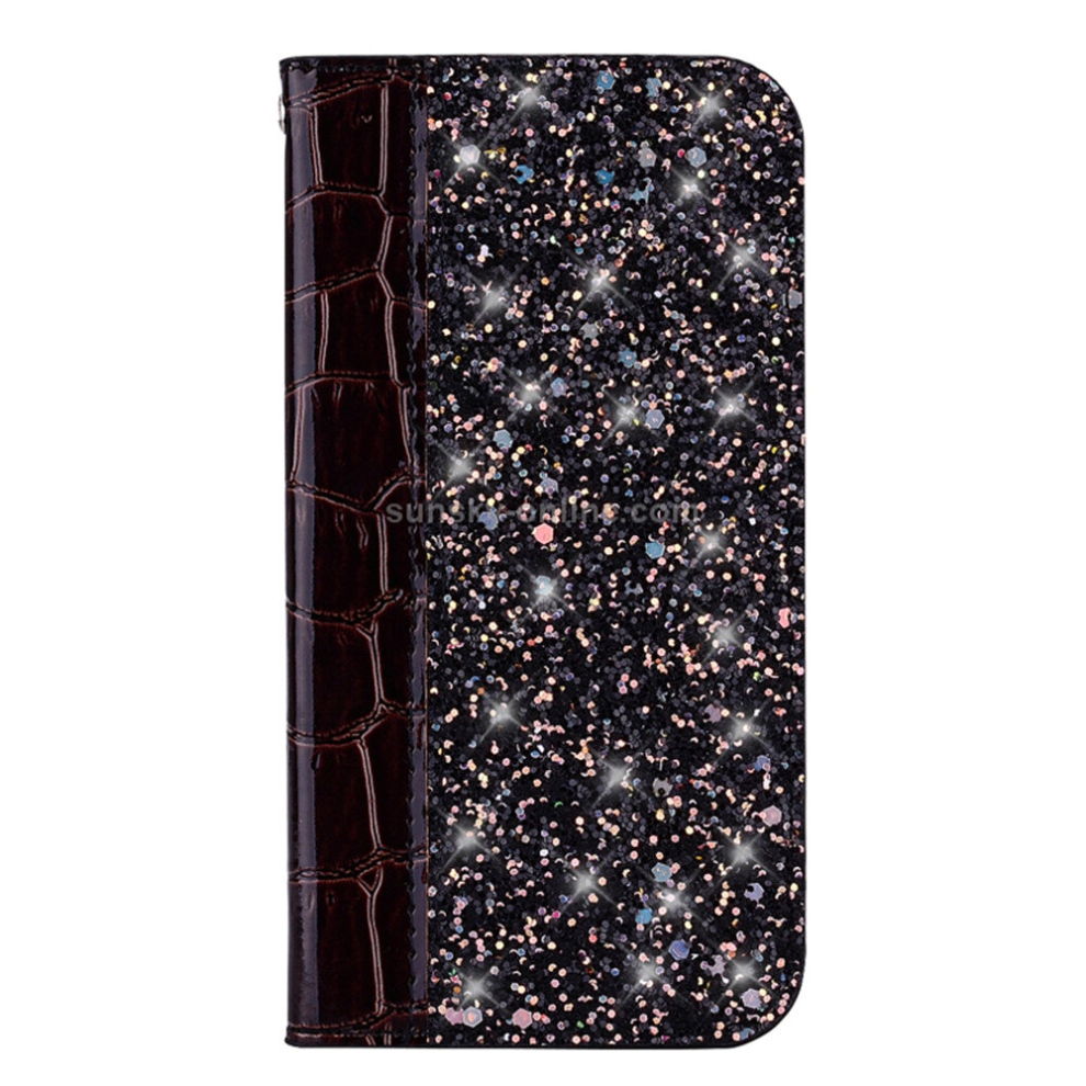 Crocodile Texture Glitter Powder Horizontal Flip Leather Case For Nokia 6.1 Plus (X6), With Card Slots & Holder (Black) Black 8881471545359