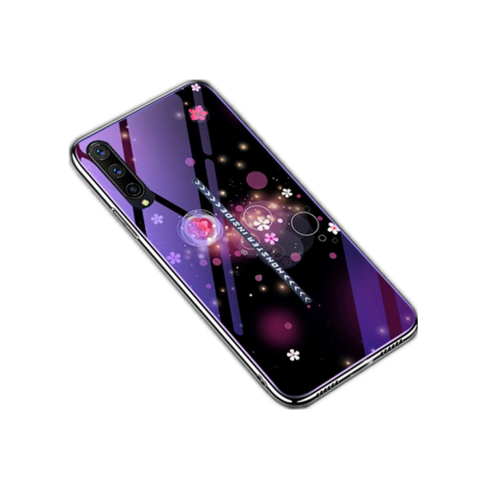 For Vivo Iqoo Pro Electroplated Edge Light Glass Protective Case(Flowers) Blue 8881471548367