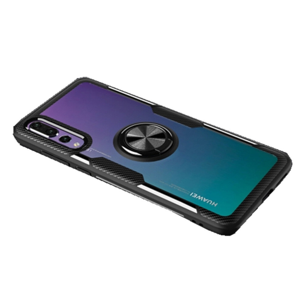 Scratchproof Tpu + Acrylic Ring Bracket Protective Case For Huawei P20 Pro(Black) Black 8881471545588
