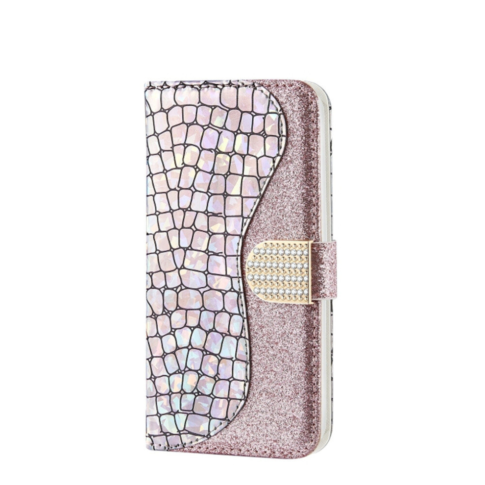Laser Glitter Powder Matching Crocodile Texture Horizontal Flip Leather Case For Galaxy M30, With Card Slots & Holder (Silver) Silver 8881471556089
