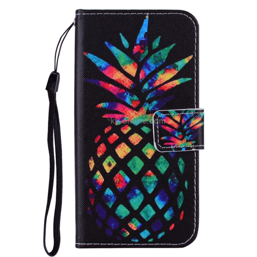 Colorful Pineapple Pattern Colored Drawing Horizontal Flip Leather Case For Galaxy S10, With Holder & Card Slots & Wallet & Lanyard 8881471545311