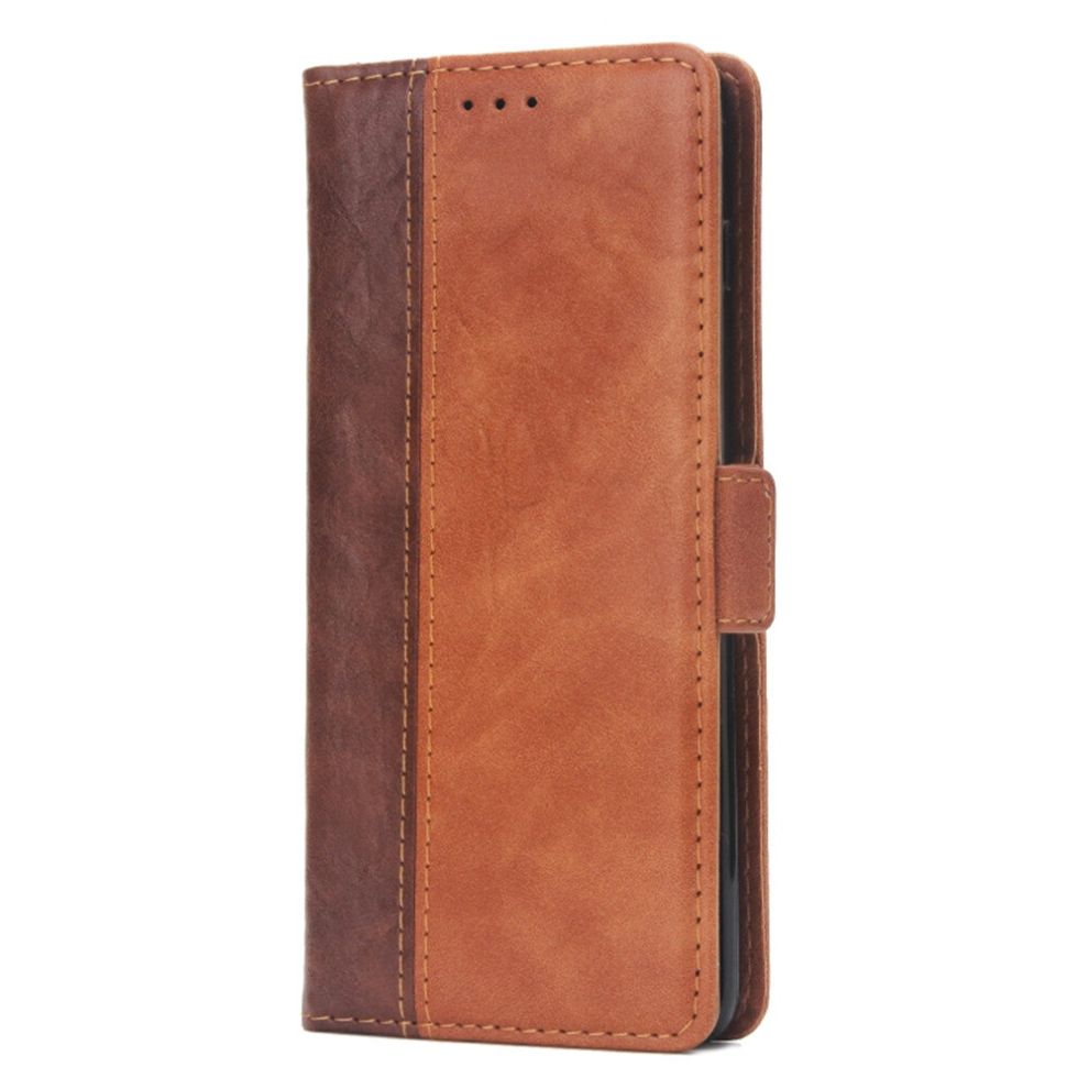 For Galaxy S10 Retro Texture Contrast Color Splicing Horizontal Flip Tpu + Pu Leather Case With Card Slots & Holder & Wallet(Brown) Brown 8881471552135
