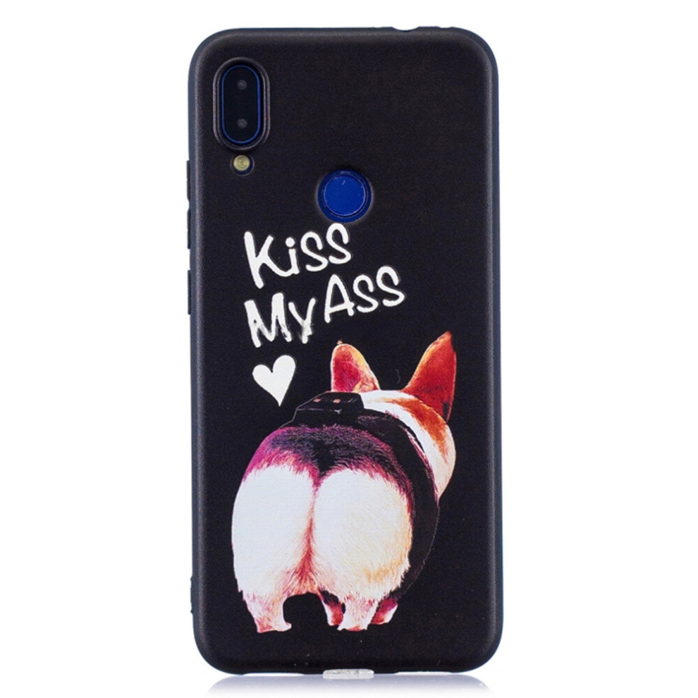 2Pc Embossed Painted Kiss My Ass Pattern Tpu Case For Xiaomi Redmi Note 7 8881471548572
