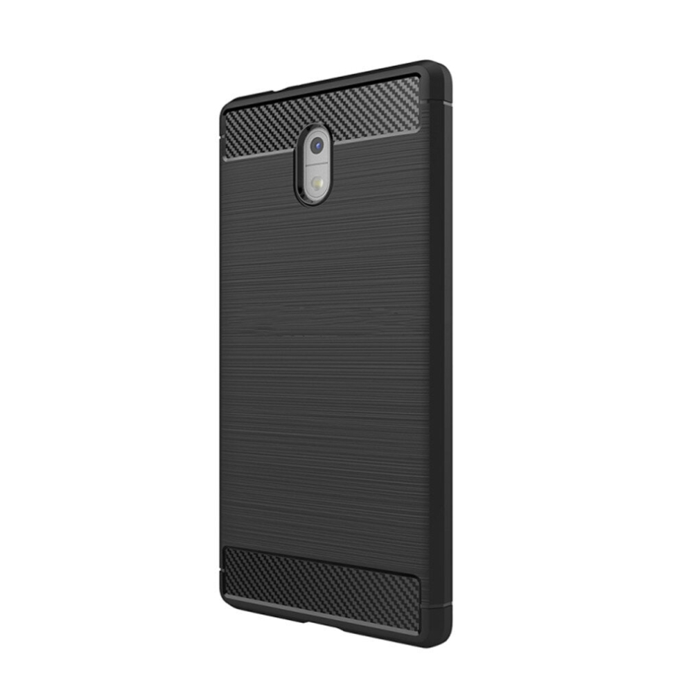 2 Pcs For Nokia 3 Brushed Carbon Fiber Texture Shockproof Tpu Protective Cover Case (Black) Black 8881471545502