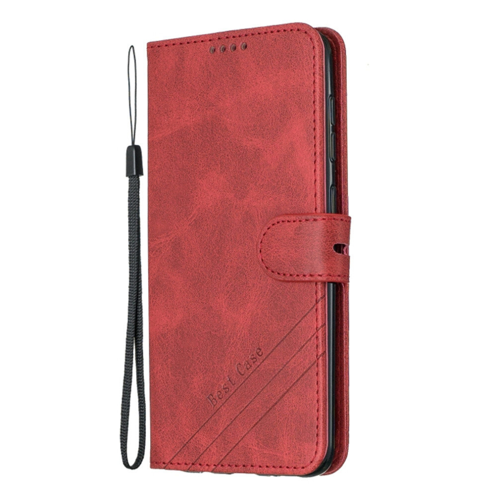 For Galaxy A50 Matching Color Frosted Texture Horizontal Flip Pu Leather Case With Holder & Card Slots & Lanyard(Red) Red 8881471552470