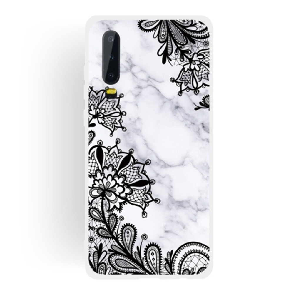 2 Pcs Lace Flower Matte Semi-Transparent Tpu Marble Mobile Phone Case For Huawei P30 8881471554252