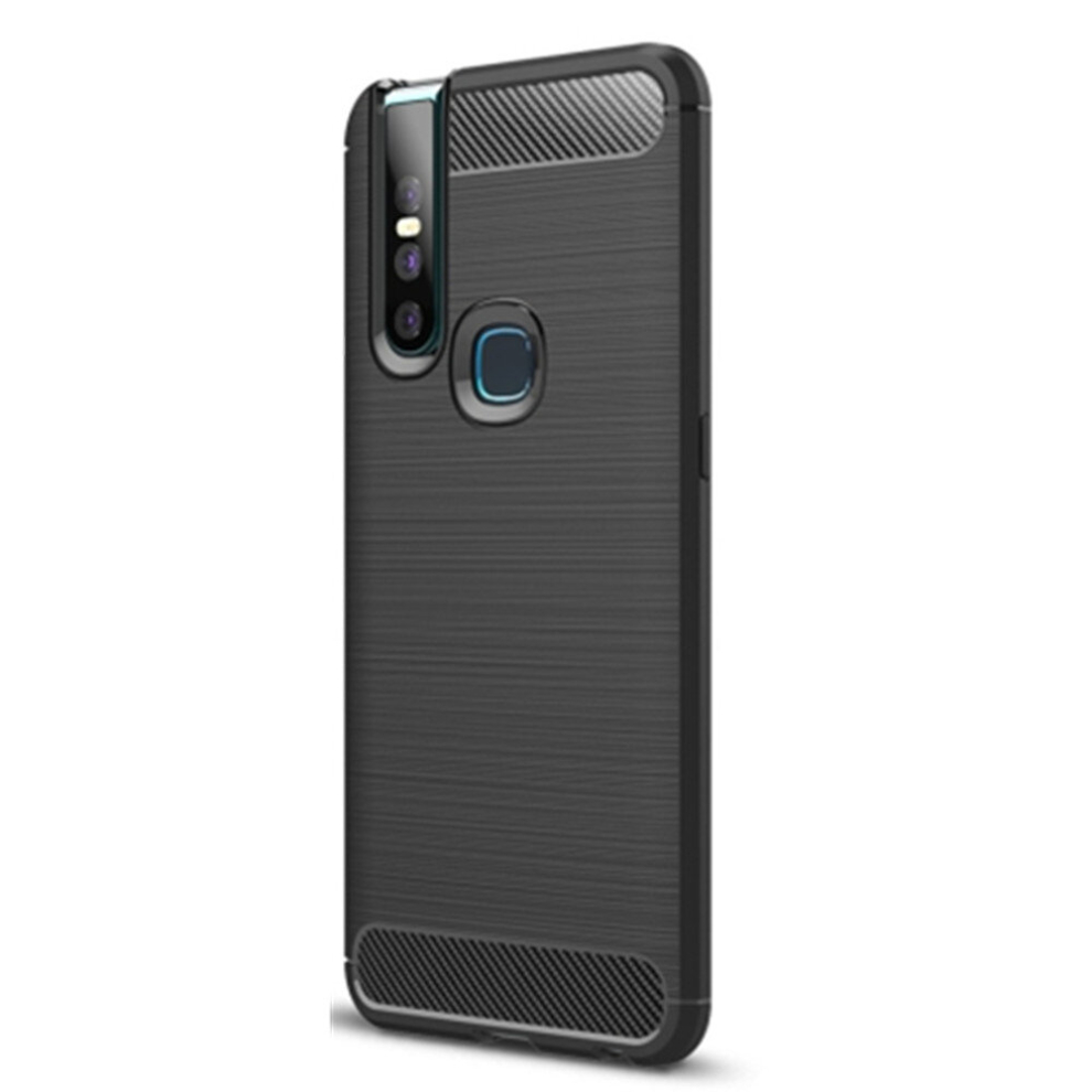 2Pcs Brushed Texture Carbon Fiber Tpu Case For Vivo V15 (Black) Black 8881471554122