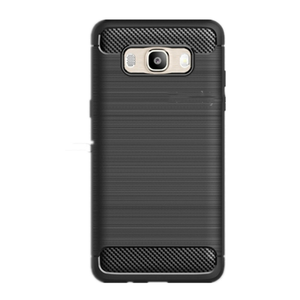 2 Pcs For Galaxy J5 (2016) / J510 Brushed Texture Fiber Tpu Rugged Armor Protective Case(Black) Black 8881471545533