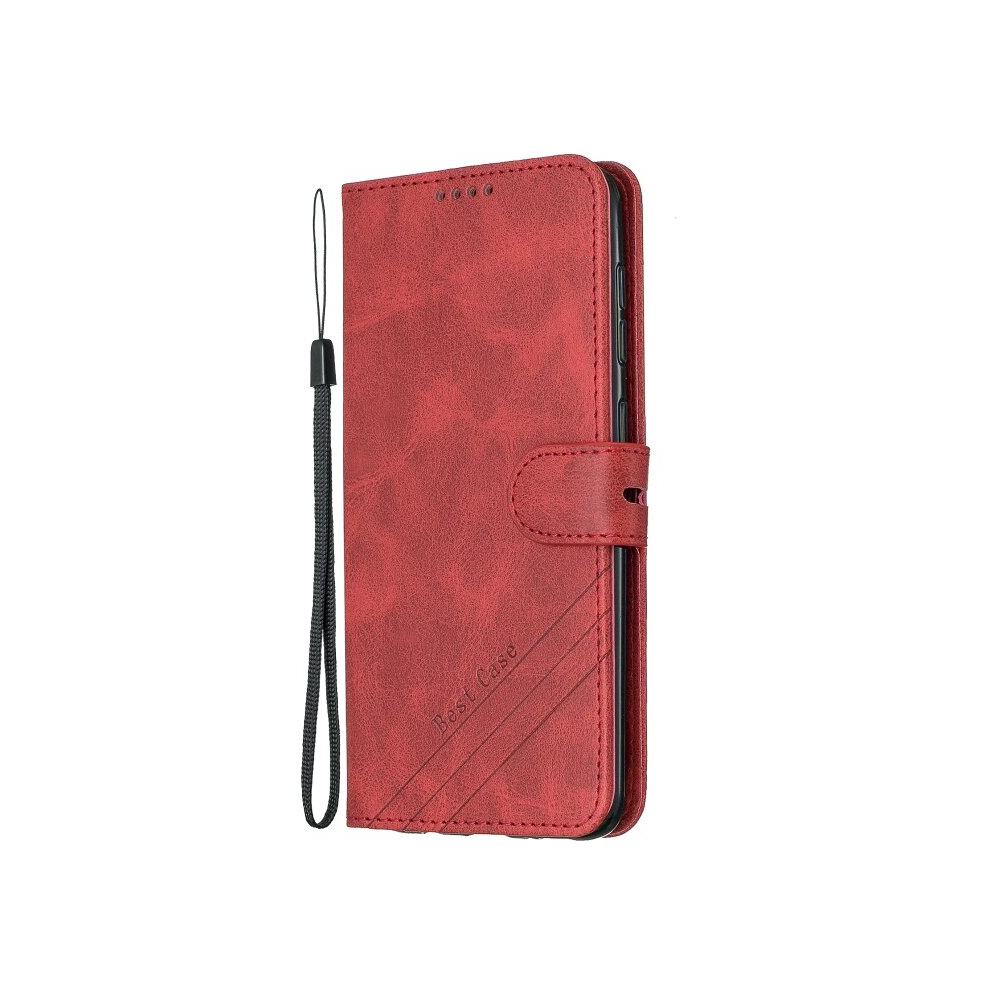 For Galaxy A70 Matching Color Frosted Texture Horizontal Flip Pu Leather Case With Holder & Card Slots & Lanyard(Red) Red 8881471551183