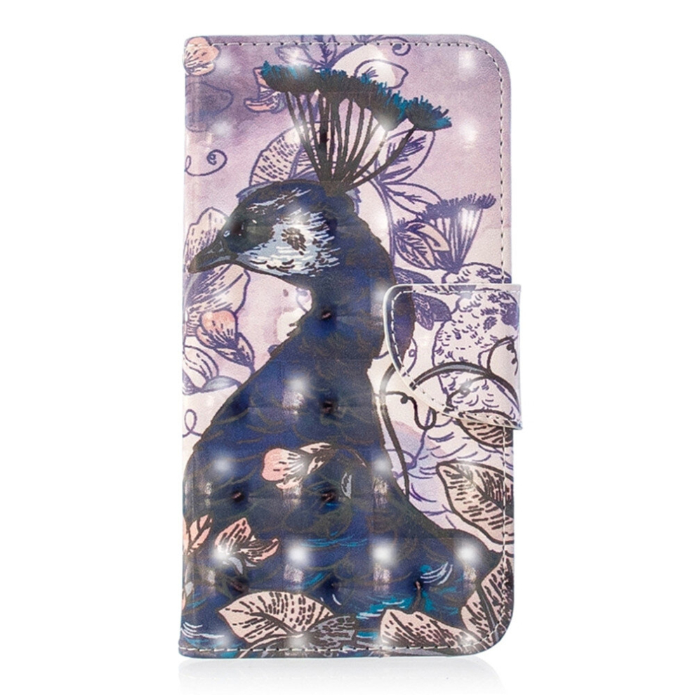 3D Colored Drawing Pattern Horizontal Flip Leather Case For Huawei P20 Lite, With Holder & Card Slots & Wallet(Peacock) 8881471556904
