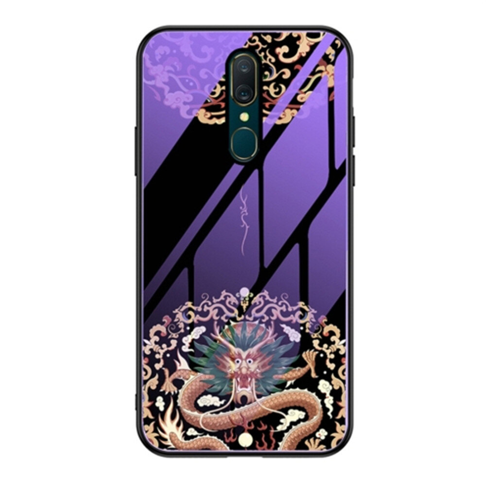 For Oppo F11 Luminous Painting Violet Glass + Tpu Protective Case(Dragon) 8881471551329