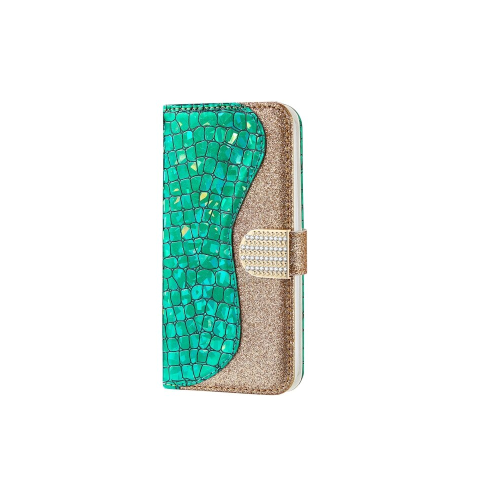 Laser Glitter Powder Matching Crocodile Texture Horizontal Flip Leather Case For Xiaomi Redmi 6 Pro, With Card Slots & Holder (Green) Green 8881471548503
