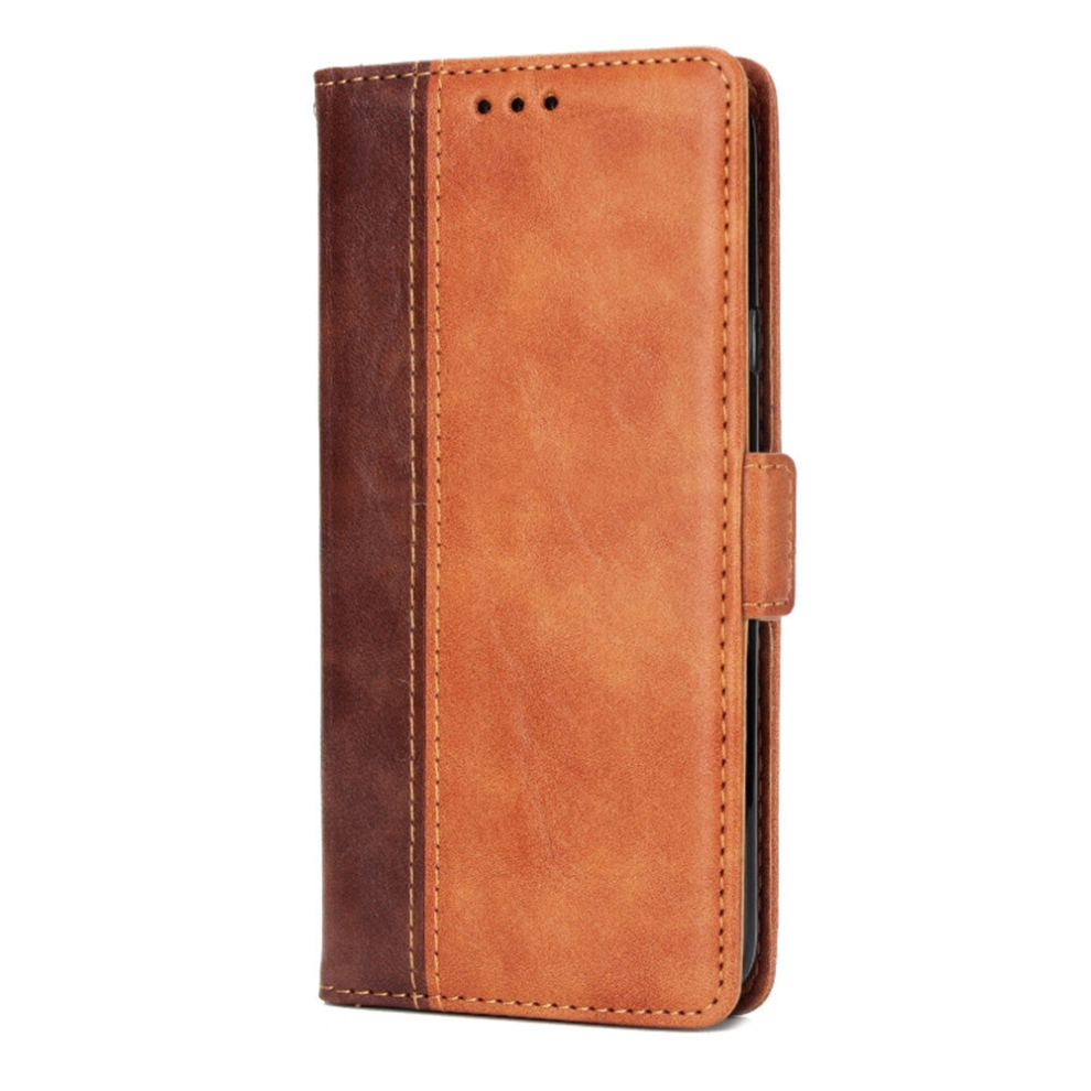 For Galaxy J4 (2018) Retro Texture Contrast Color Splicing Horizontal Flip Tpu + Pu Leather Case With Card Slots & Holder & Wallet(Brown) Brown 8881471545816
