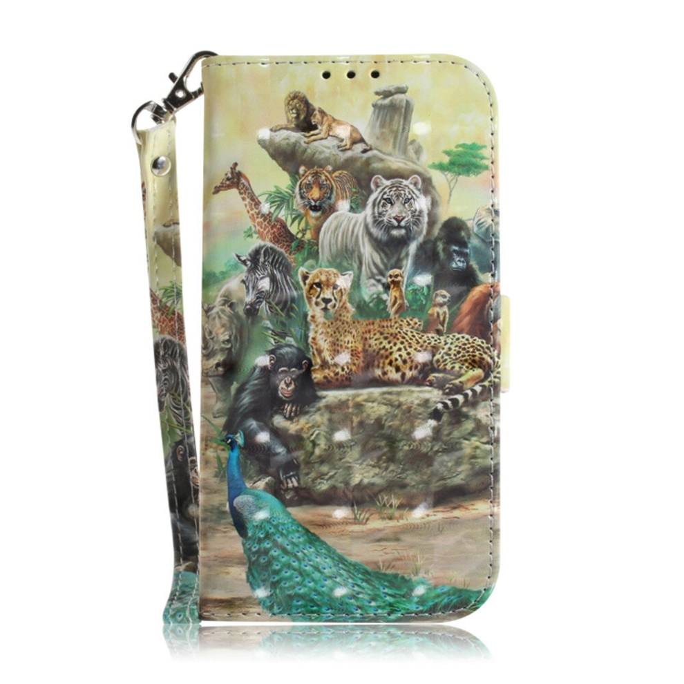 3D Painting Zoo Pattern Coloured Drawing Horizontal Flip Leather Case For Lg Q60, With Holder & Card Slots & Wallet 8881471555518