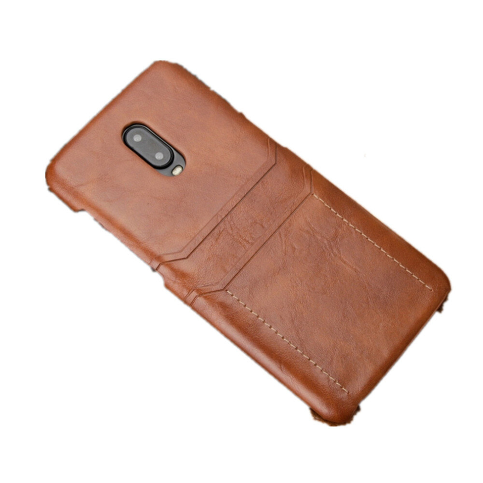 For Oneplus 6T Calf Texture Pu + Pc Protective Case With Card Slots(Brown) Brown 8881471551473