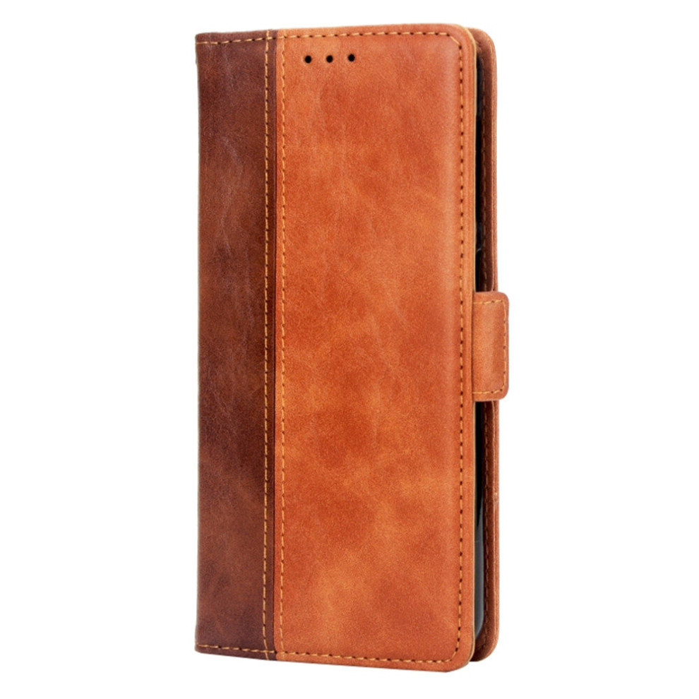 For Galaxy M10 Retro Texture Contrast Color Splicing Horizontal Flip Tpu + Pu Leather Case With Card Slots & Holder & Wallet(Brown) Brown 8881471542372