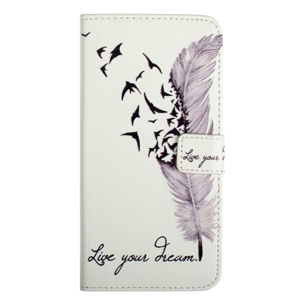 For Huawei Honor 7X Embossed Coloured Drawing Pattern Horizontal Flip Leather Case With Holder & Card Slots & Wallet(Feather) 8881471540859