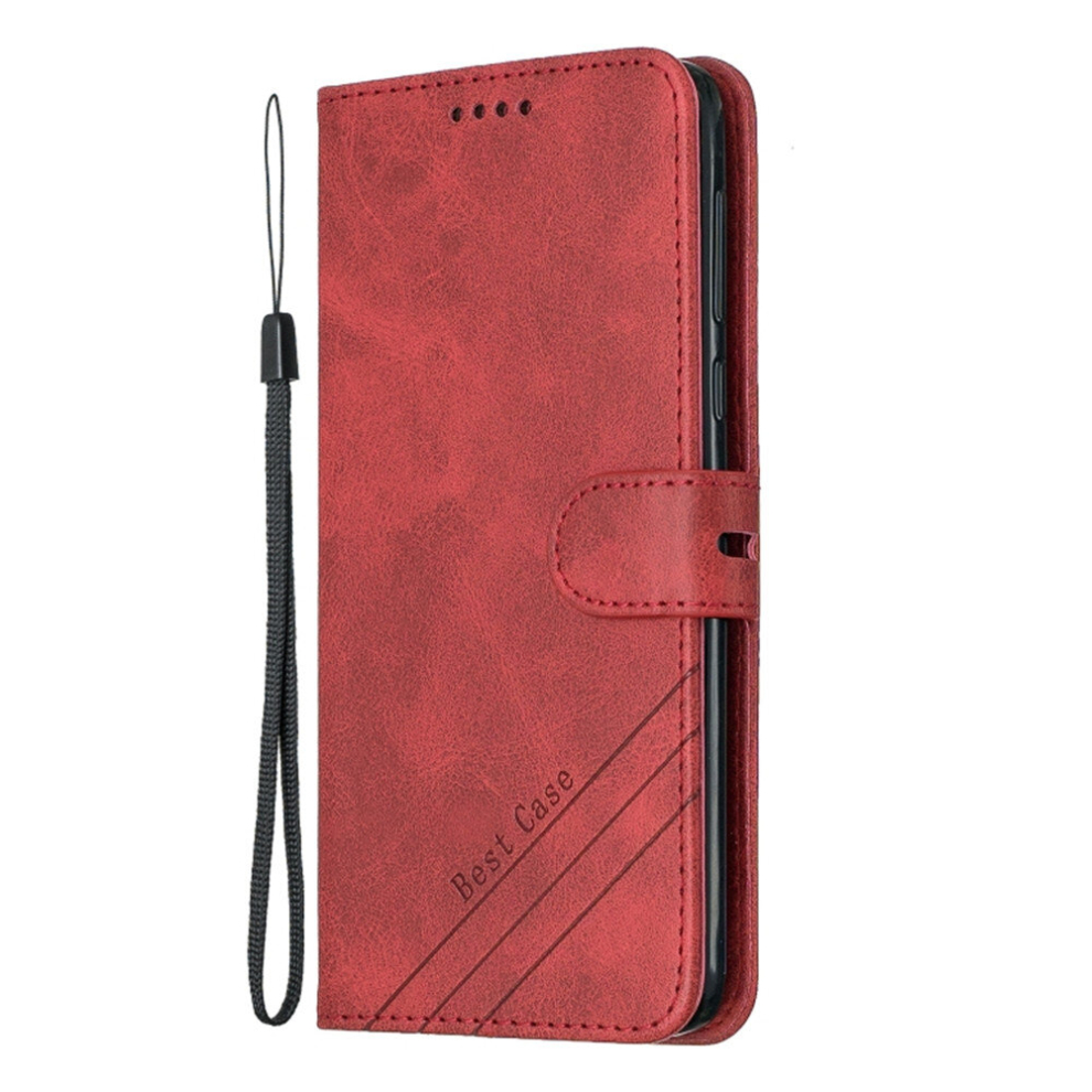 2 Pcs For Moto G6 Plus 2018 Stitching Style 2-Color Cow Texture Horizontal Flip Pu Leather Case With Holder & Card Slot & Lanyard(Red) Red 8881471552494