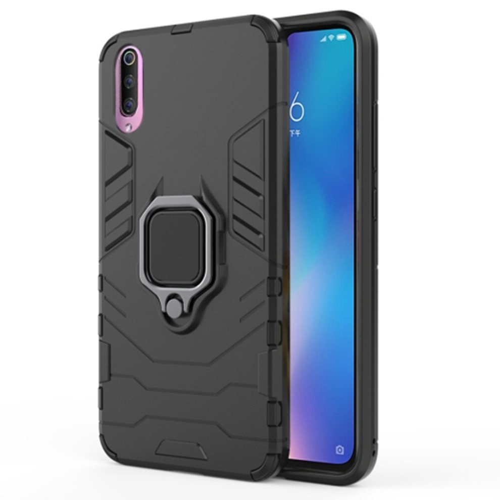 2Pcs Pc + Tpu Shockproof Protective Case With Magnetic Ring Holder For Xiaomi Mi 9 (Black) Black 8881471554764