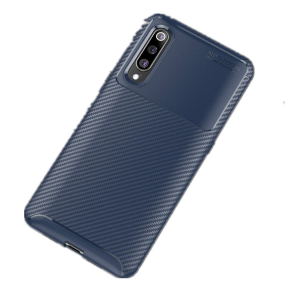 2Pcs Beetle Series Carbon Fiber Texture Shockproof Tpu Case For Xiaomi Mi 9 (Blue) Blue 8881471551886