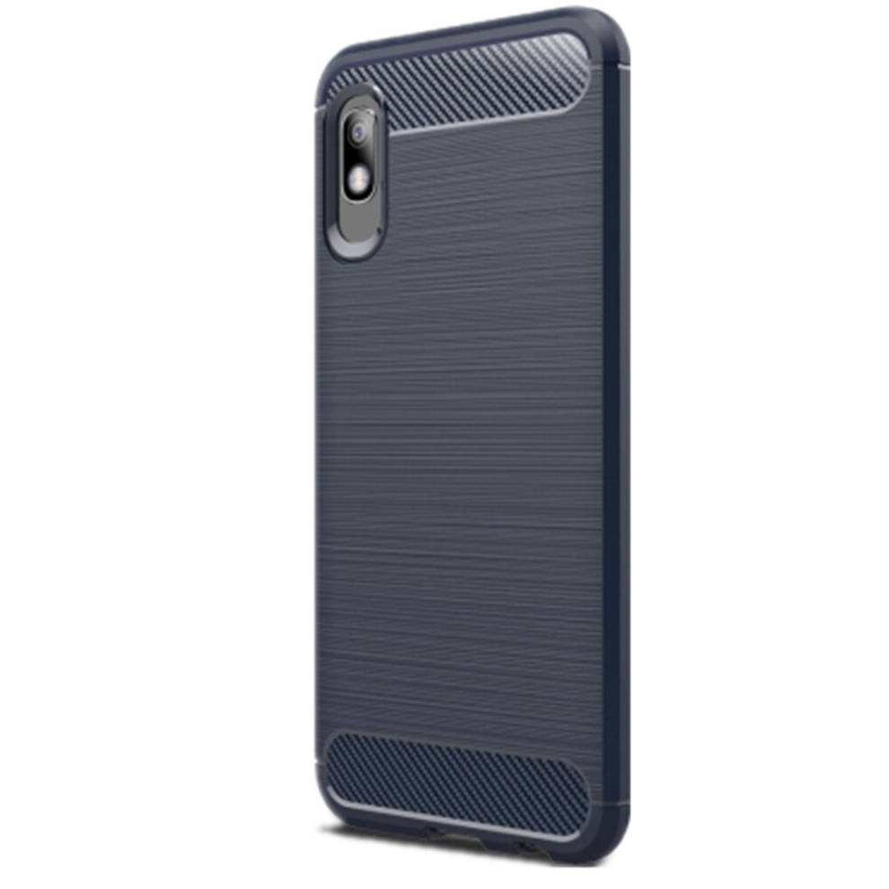 2Pcs Brushed Texture Carbon Fiber Tpu Case For Galaxy A10e(Navy ) Blue 8881471551749