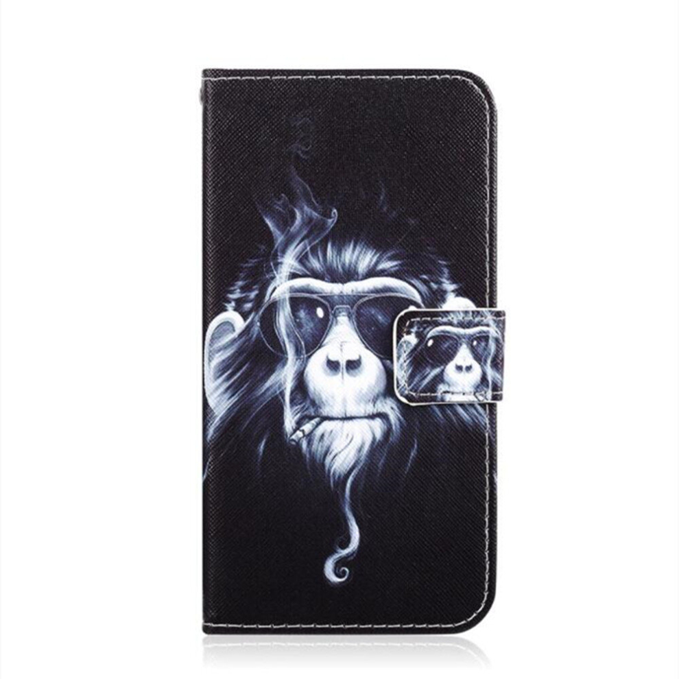 Chimpanzee Pattern Colored Drawing Horizontal Flip Leather Case For Galaxy S10plus, With Holder & Card Slots & Wallet & Lanyard 8881471548756
