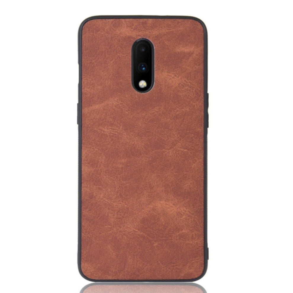 2 Pcs Shockproof Sheep Skin Pc + Pu + Tpu Case For Oneplus 7(Brown) Brown 8881471555716