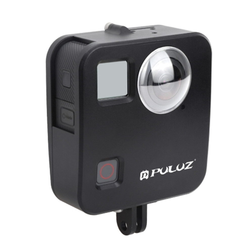 For Gopro Fusion Housing Shell Cnc Aluminum Alloy Protective Cage With Basic Mount & Lens Caps(Black) Black 8881471558939