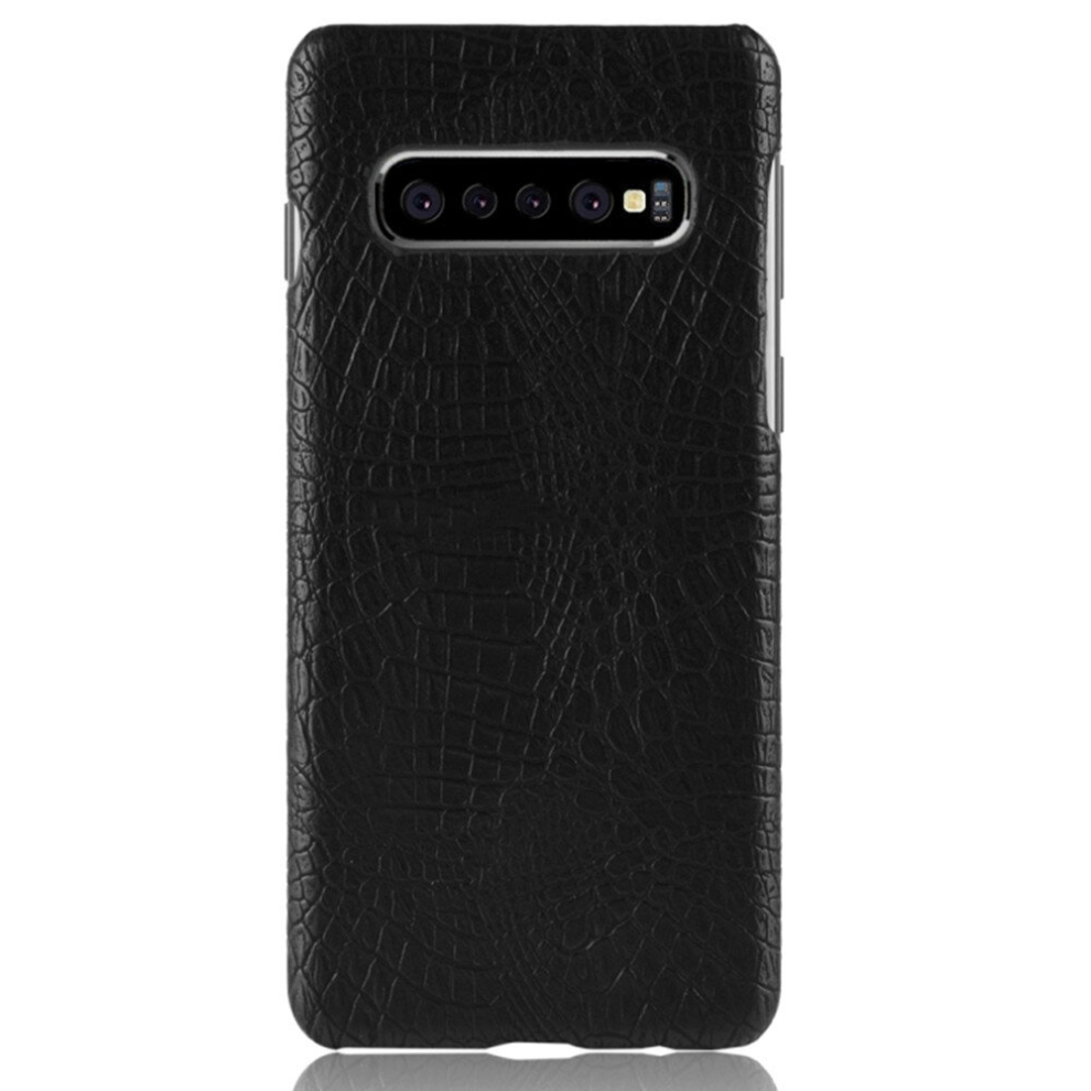 2Pc Shockproof Crocodile Texture Pc + Pu Case For Galaxy S10+ (Black) Black 8881471555532