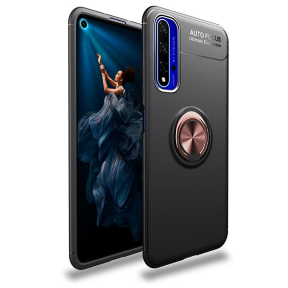 Metal Ring Holder 360 Degree Rotating Tpu Case For Huawei Honor 20(Black+Rose ) Gold 8881471551787