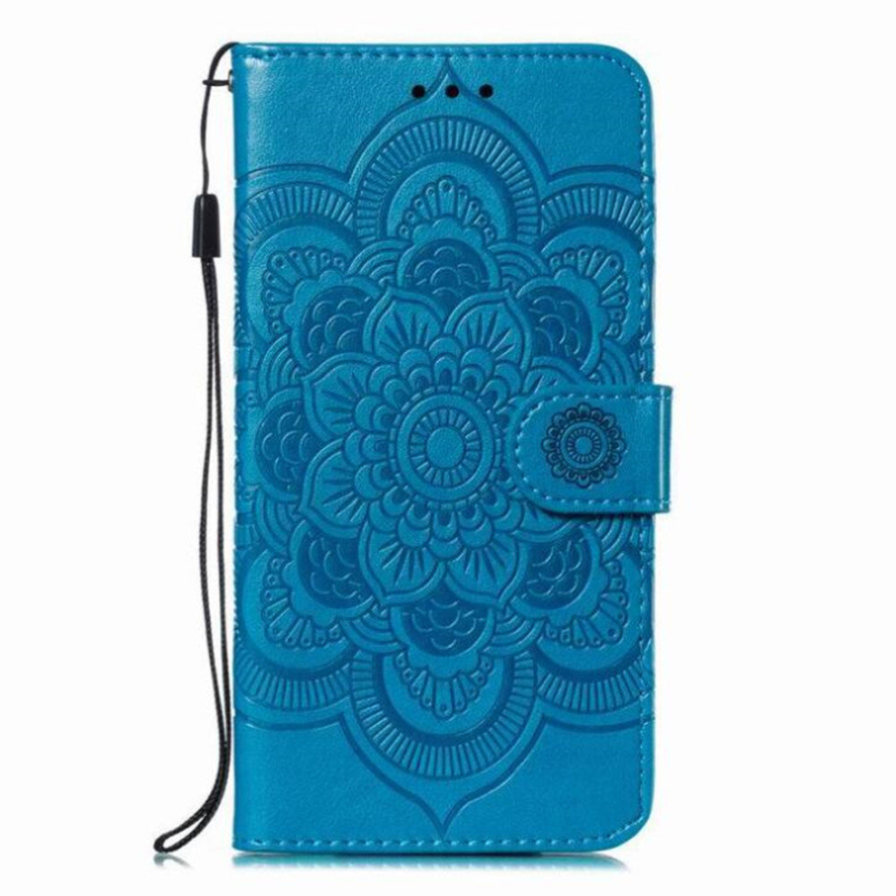 Mandala Embossing Pattern Horizontal Flip Leather Case For Samsung Galaxy A8s, With Holder & Card Slots & Wallet & Photo Frame & Lanyard(Blue) Blue 8881471551701