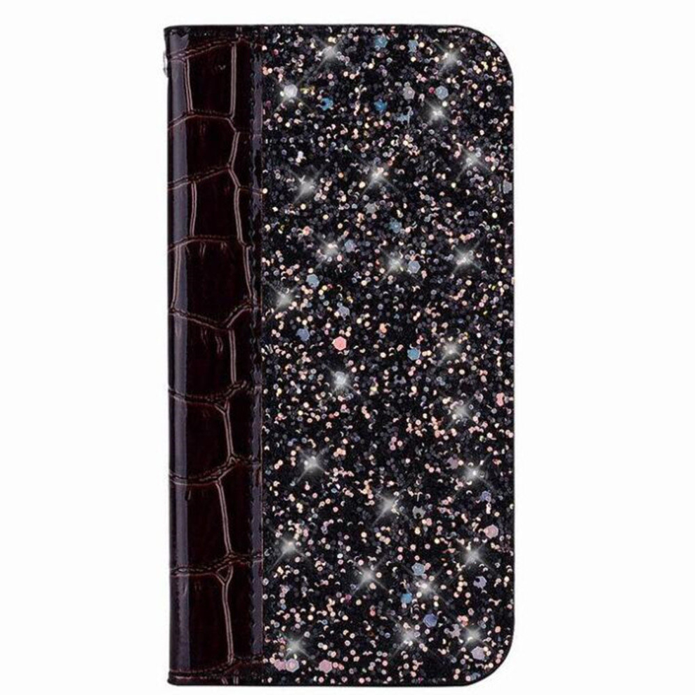 Crocodile Texture Glitter Powder Horizontal Flip Leather Case For Galaxy A2 Core, With Card Slots & Holder (Black) Black 8881471551947