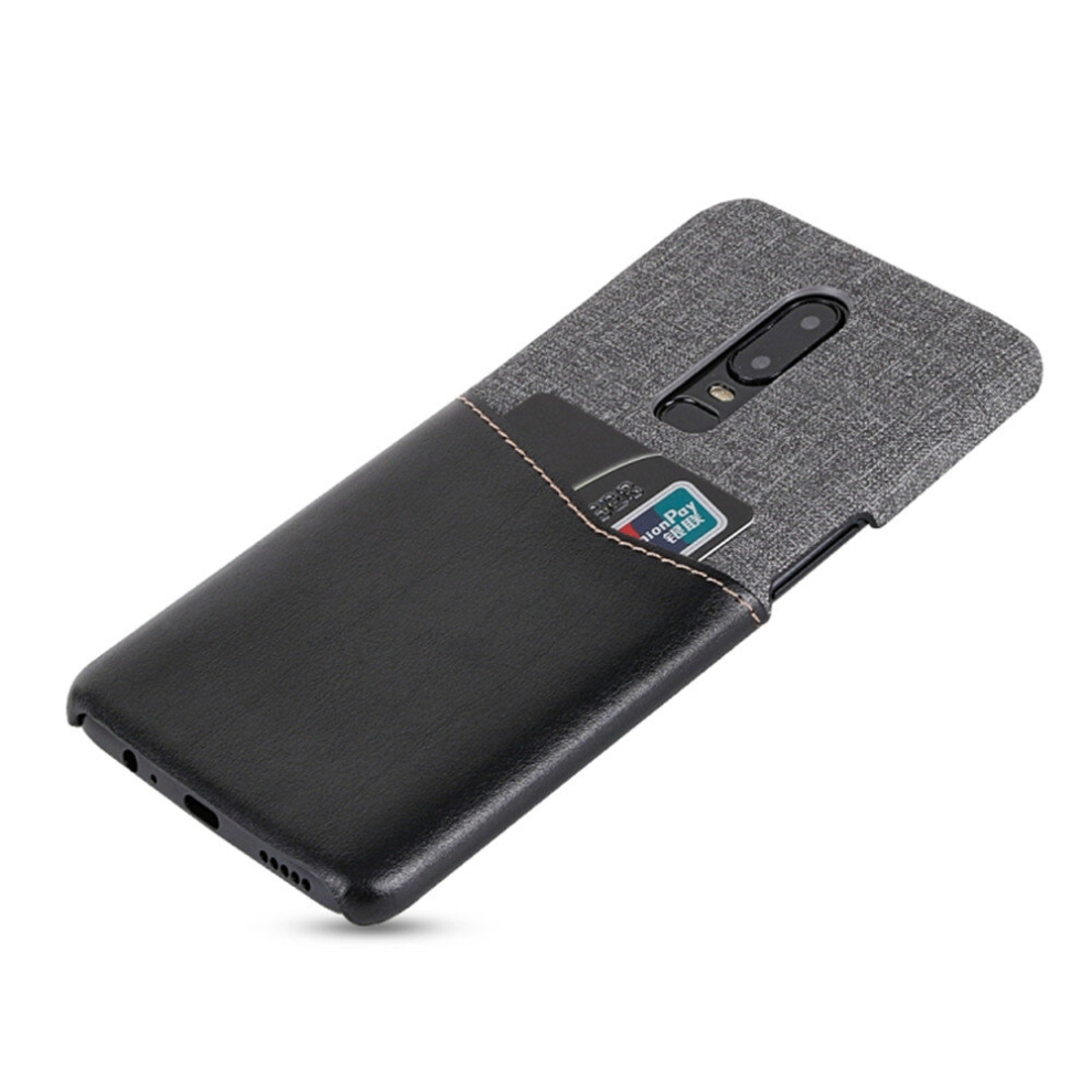 For Oneplus 6 Pc + Pu Splicing Case With Card Slots(Black) Black 8881471552524