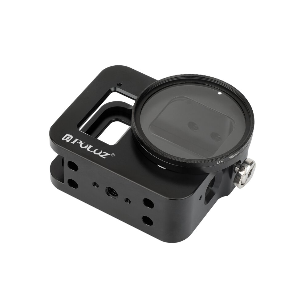 Housing Shell Cnc Aluminum Alloy Protective Cage With Insurance Frame & 52Mm Uv Lens For Gopro Hero8 (Black) Black 8881471558717