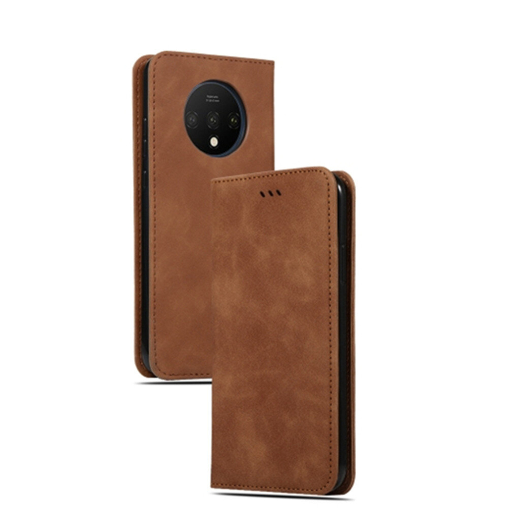 For Oneplus 7T Retro Skin Feel Business Magnetic Horizontal Flip Leather Case(Brown) Brown 8881471552197