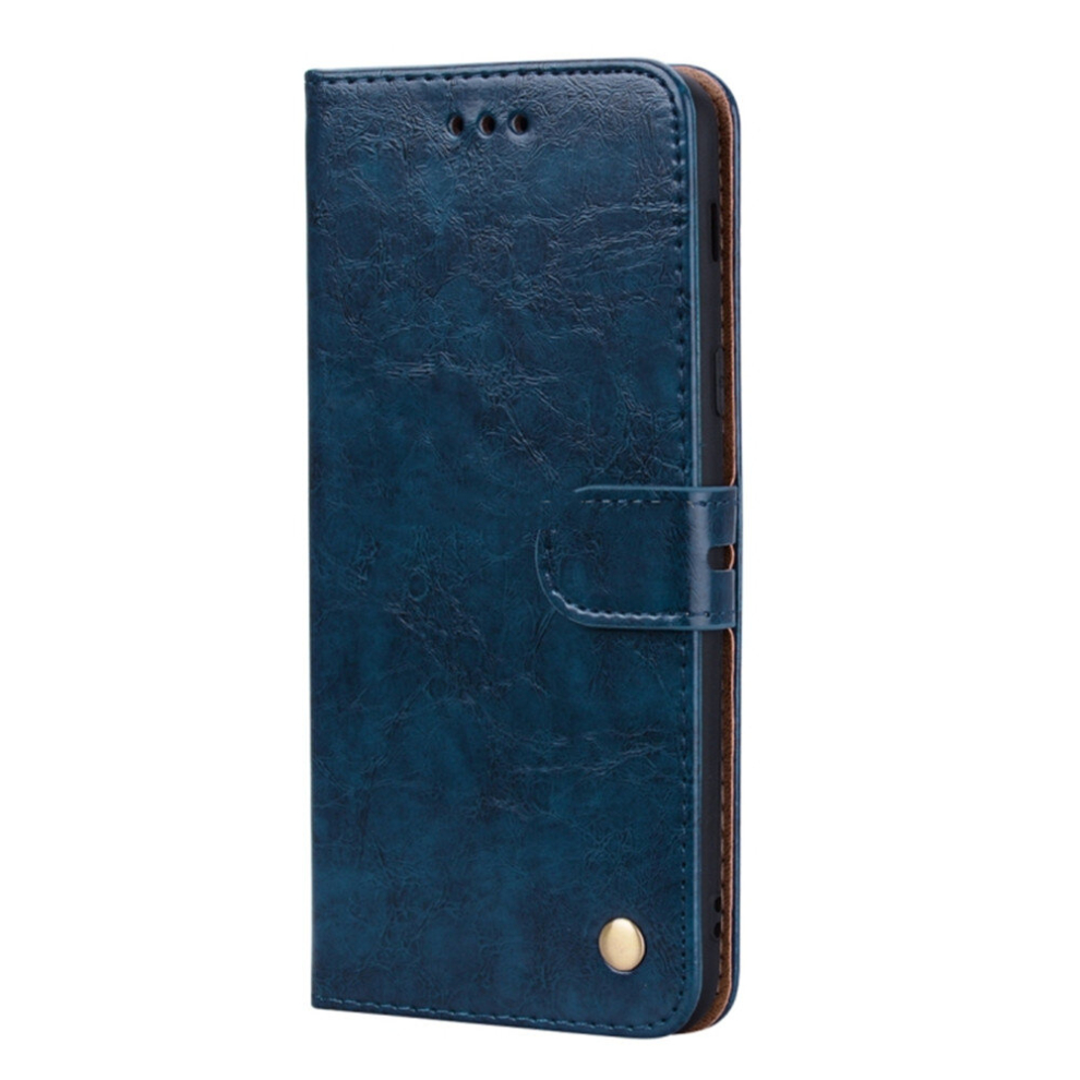 Business Style Oil Wax Texture Horizontal Flip Leather Case, With Holder & Card Slots & Wallet For Galaxy J8 (2018) (Blue) Blue 8881471552098