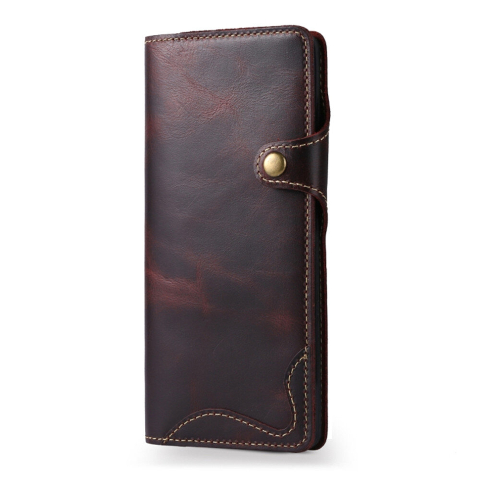 For Galaxy S9 Plus Oil Wax Cowhide Magnetic Button Horizontal Flip Leather Case With Card Slots & Wallet(Dark ) Red 8881471552234