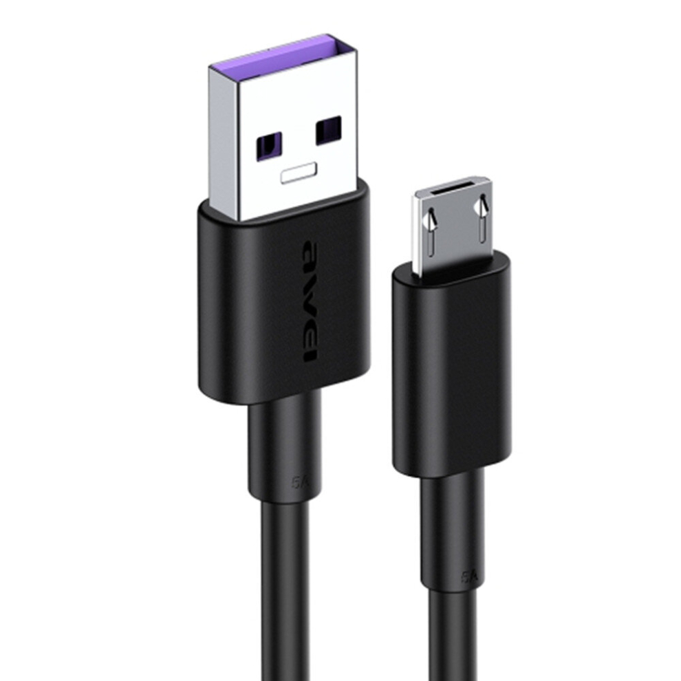 Keshen Black 5A Usb To Micro Usb Interface Smart Fast Charge Tpe Data Cable, Cable Length: 1M (Black)
