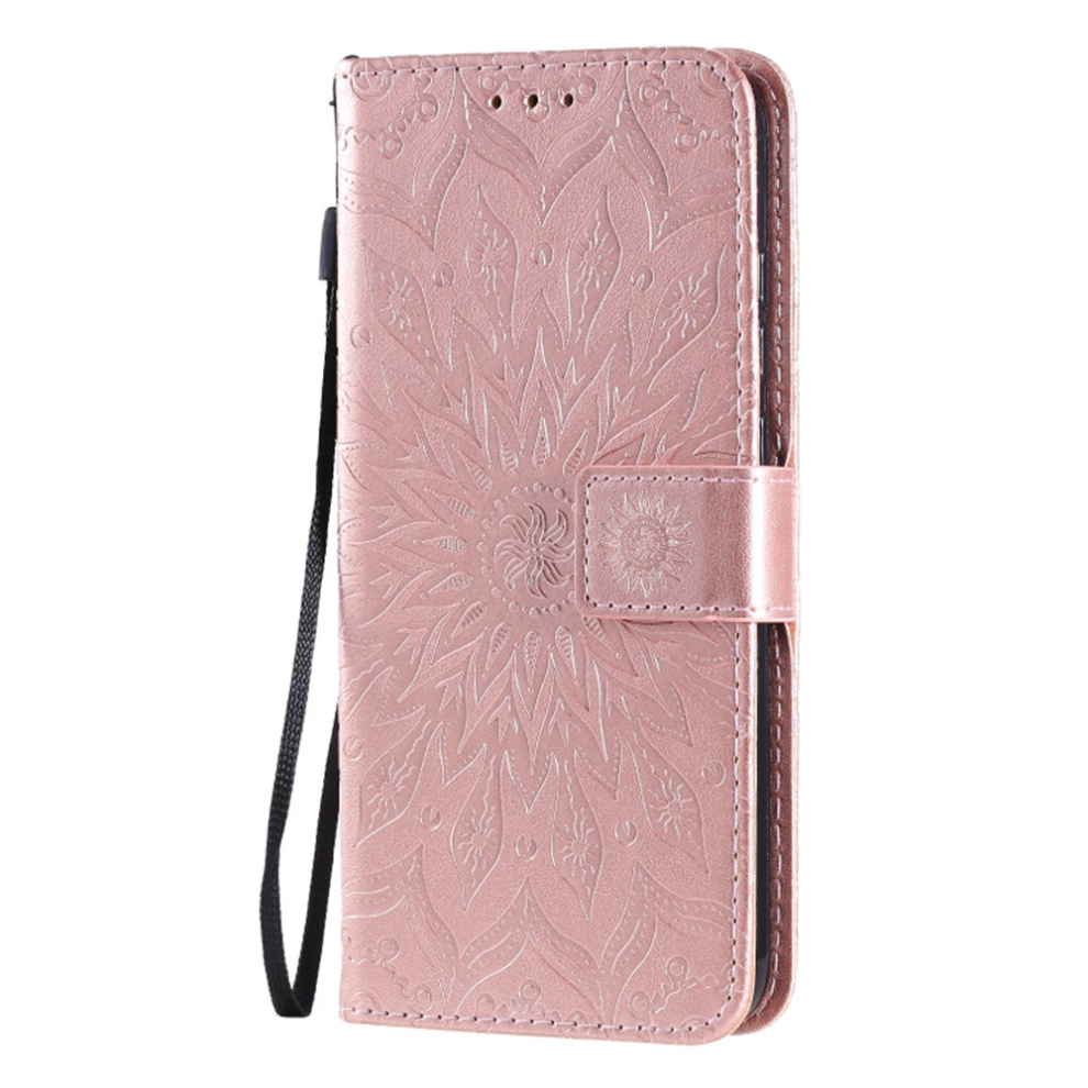 Xiaomi Redmi Note 8T Pressed Printing Sunflower Pattern Horizontal Flip Pu Leather Case With Holder & Card Slots & Wallet & Lanyard(Rose ) Gold 8881471545809