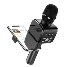 JR-MC3 Wireless Bluetooth External K Song Microphone, Supports TF Card with Holder(Black)
